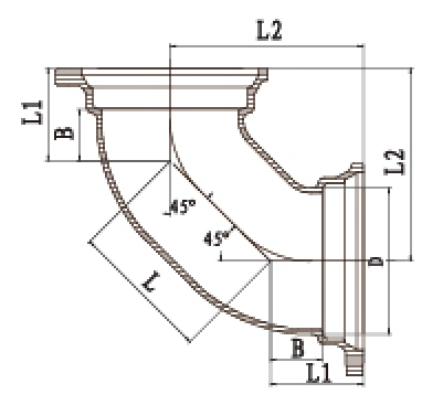 B型雙45度彎頭結構圖